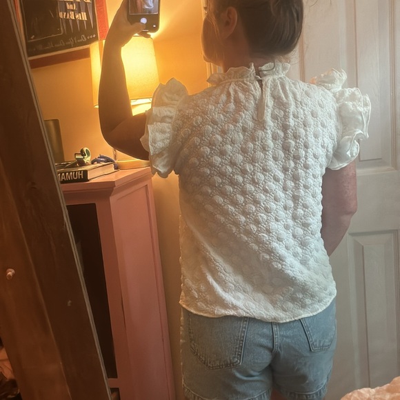 THML Ruffle Sleeve Top White - Picture 2 of 4